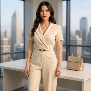 Tailored Beige Jumpsuit – Elegant Semi-Formal Outfit Chic Beige Jumpsuit